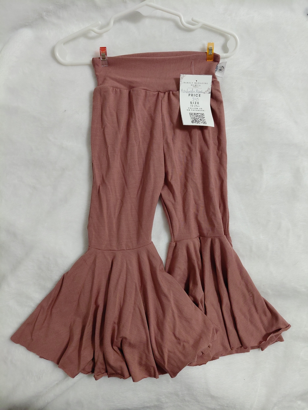 Girls Mauve Bamboo Flared Knit Pants